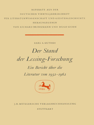cover image of Der Stand der Lessing-Forschung